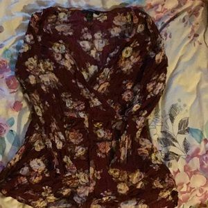 Forever 21 maroon floral romper L